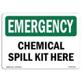 Signmission OSHA EMERGENCY, 7" Height, 10" Width, Decal, 10" W, 7" H, Landscape, Chemical Spill Kit Here OS-EM-D-710-L-10302